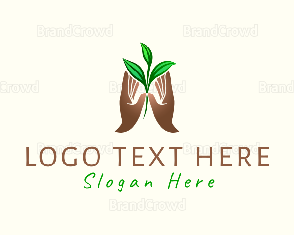 Hand Plant Leaves Logo