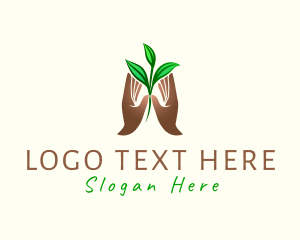 Biological - Hand Plant Leaves logo design