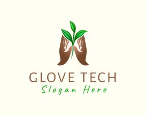 Hand Plant Leaves logo design