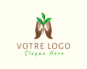 Environment Friendly - Hand Plant Leaves logo design