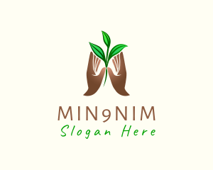 Farmer - Hand Plant Leaves logo design