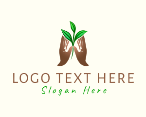 Gloves - Hand Plant Leaves logo design
