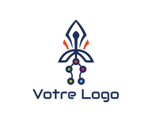 Aircraft - Colorful Rocket Circuit logo design