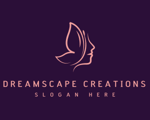 Imagination - Pink Butterfly Face logo design