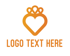 Romantic - Orange Heart Crown logo design