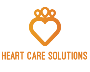 Orange Heart Crown logo design