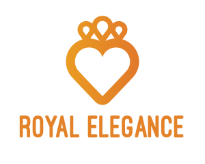 Orange Heart Crown logo design