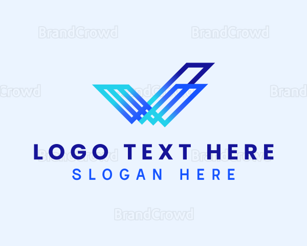 Digital Technology Letter V Logo