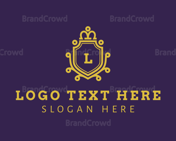 Gold Luxe Crown Shield Logo