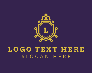 Golden - Gold Luxe Crown Shield logo design