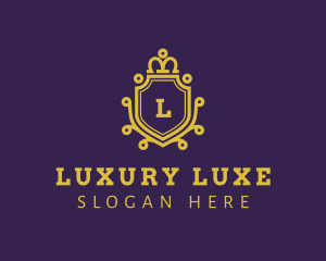 Gold Luxe Crown Shield  logo design