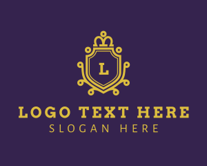 Expensive - Gold Luxe Crown Shield logo design