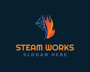 Snowflake Fire Temperature logo design