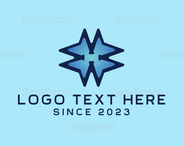 Technology Blue Star Letter H Logo