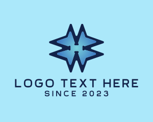 Cod - Technology Blue Star Letter H logo design