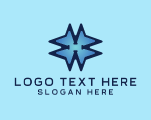 Technology Blue Star Letter H Logo