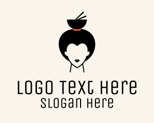 Geisha - Asian Geisha Meal Bowl logo design