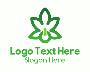 Cannabis Leaf - Cannabis Power Button logo design