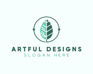 Biotech Agritech Leaf Circuit logo design