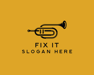 Vintage Trumpet Jazz Music logo design