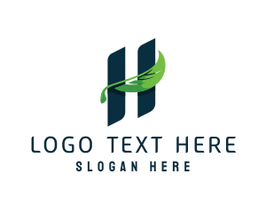 Organic Leaf Letter H Logo