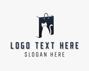 Pet  Shop - Cat Shopping Bag logo design