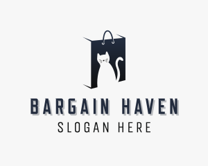 Sale - Cat Shopping Bag logo design