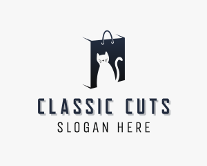 Cat Shopping Bag logo design