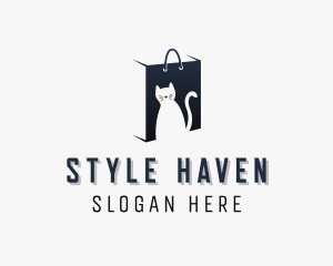 Cat Shopping Bag logo design