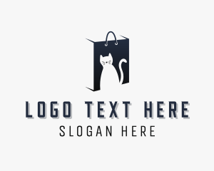 Sale - Cat Shopping Bag logo design