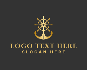 Steering Wheel - Golden Anchor Wheel logo design