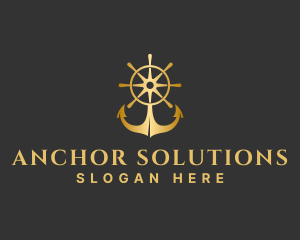 Golden Anchor Wheel logo design