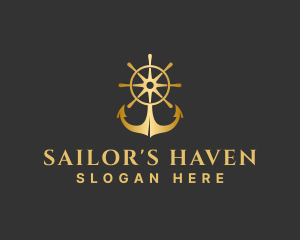 Golden Anchor Wheel logo design