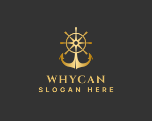 Steering Wheel - Golden Anchor Wheel logo design