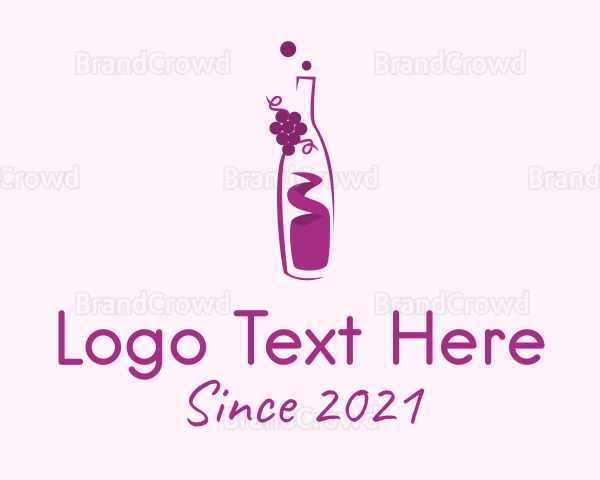 Grapes Wine Bottle Logo