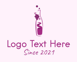 Wine Server - Grapes Wine Bottle logo design