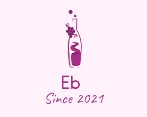 Purple - Grapes Wine Bottle logo design