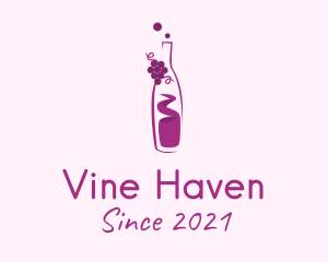 Grapes Wine Bottle  logo design