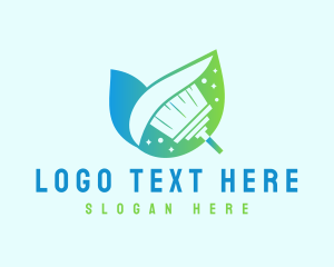 Clean - Nature Cleaning Broom logo design