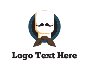 Blue Circle - Gentleman Bow Moustache logo design