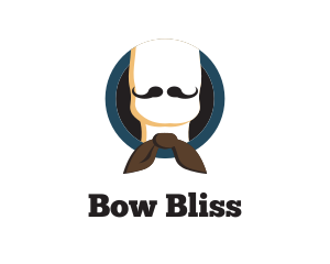 Gentleman Bow Moustache logo design