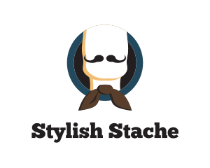 Gentleman Bow Moustache logo design