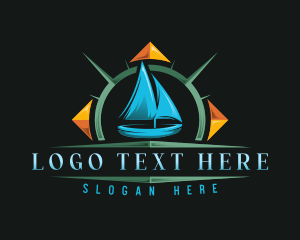 Location - Travel Sailboat Compass logo design