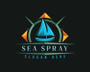 Travel Sailboat Compass logo design