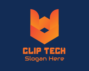 Orange Tech Shield  logo design