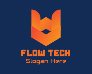 Orange Tech Shield  logo design