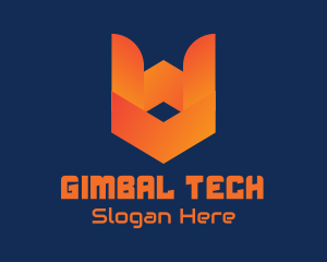 Orange Tech Shield  logo design