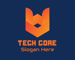 Orange Tech Shield  logo design