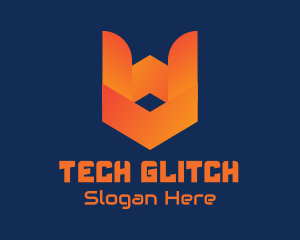 Orange Tech Shield  logo design