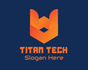 Orange Tech Shield  logo design